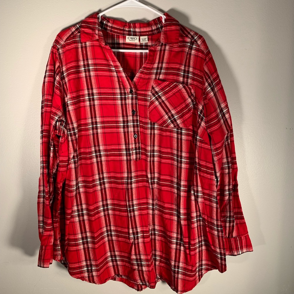 Gently worn Cato red plaid button up shirt